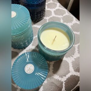 Gorgeous Candle by Sand & Fog in lovely faceted glass vessel- gift ideas for all